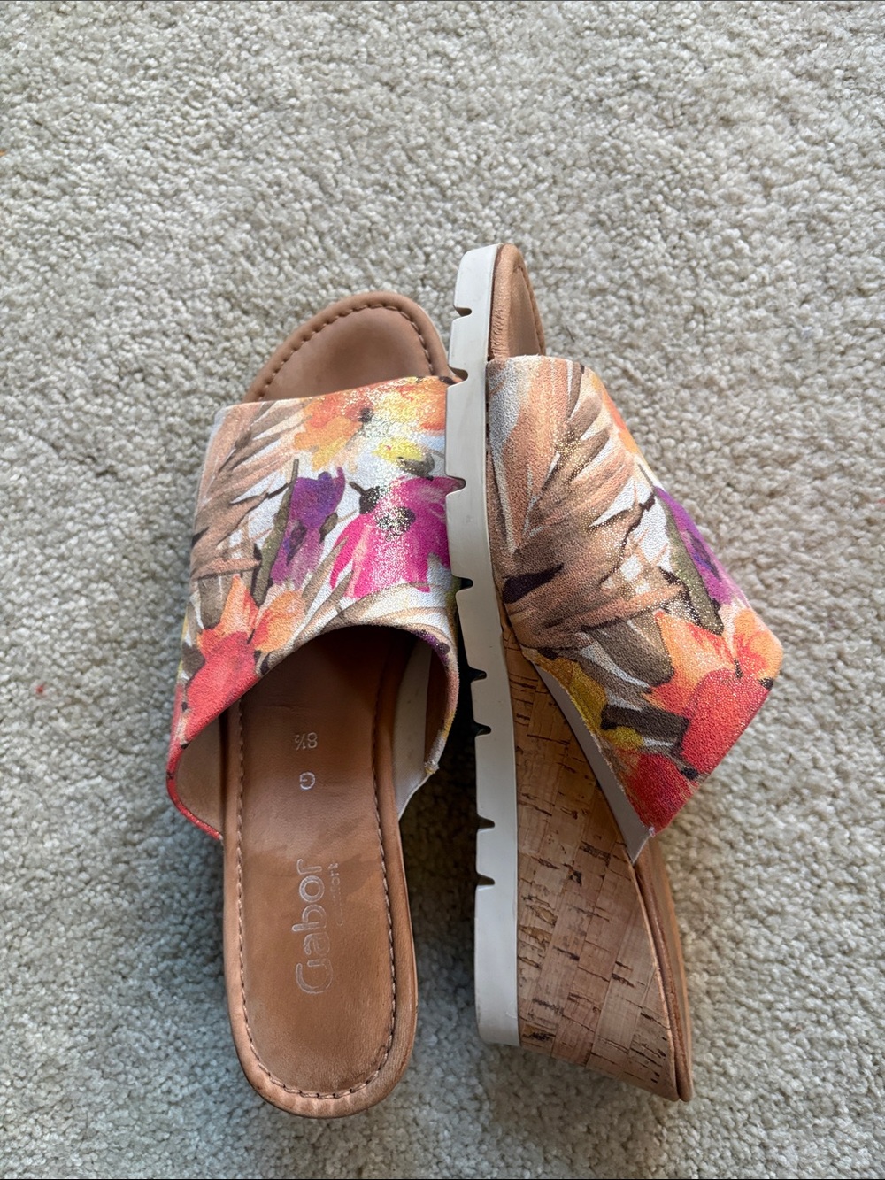 Gabor Floral Slide Sandals in Multicolor-Size 8.5